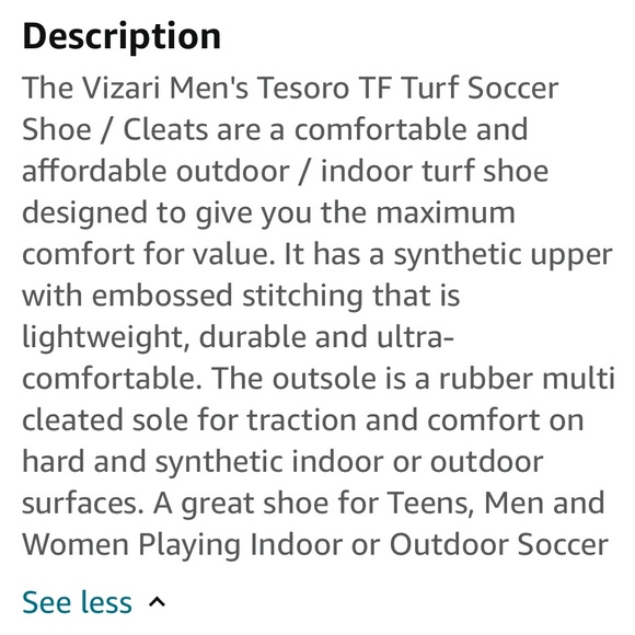 Vizari Tesoro TF Turf Soccer Shoes, 7.5 - Picture 10 of 12